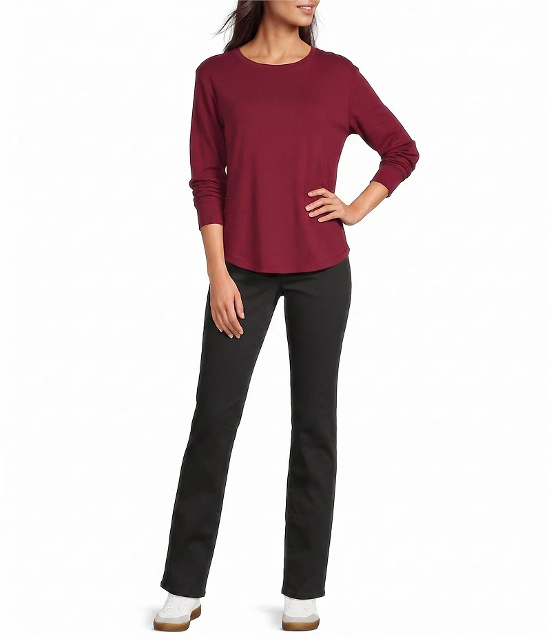 Westbound Solid Long Sleeve Crew Neck Knit Tee
