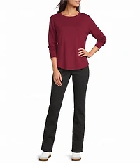 Westbound Solid Long Sleeve Crew Neck Knit Tee
