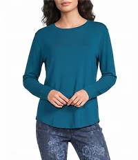 Westbound Solid Long Sleeve Crew Neck Knit Tee