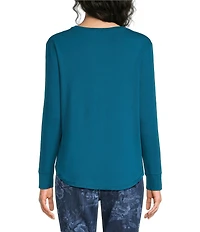 Westbound Solid Long Sleeve Crew Neck Knit Tee