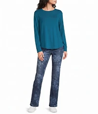 Westbound Solid Long Sleeve Crew Neck Knit Tee
