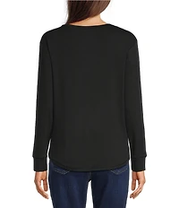 Westbound Solid Long Sleeve Crew Neck Knit Tee