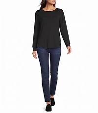 Westbound Solid Long Sleeve Crew Neck Knit Tee