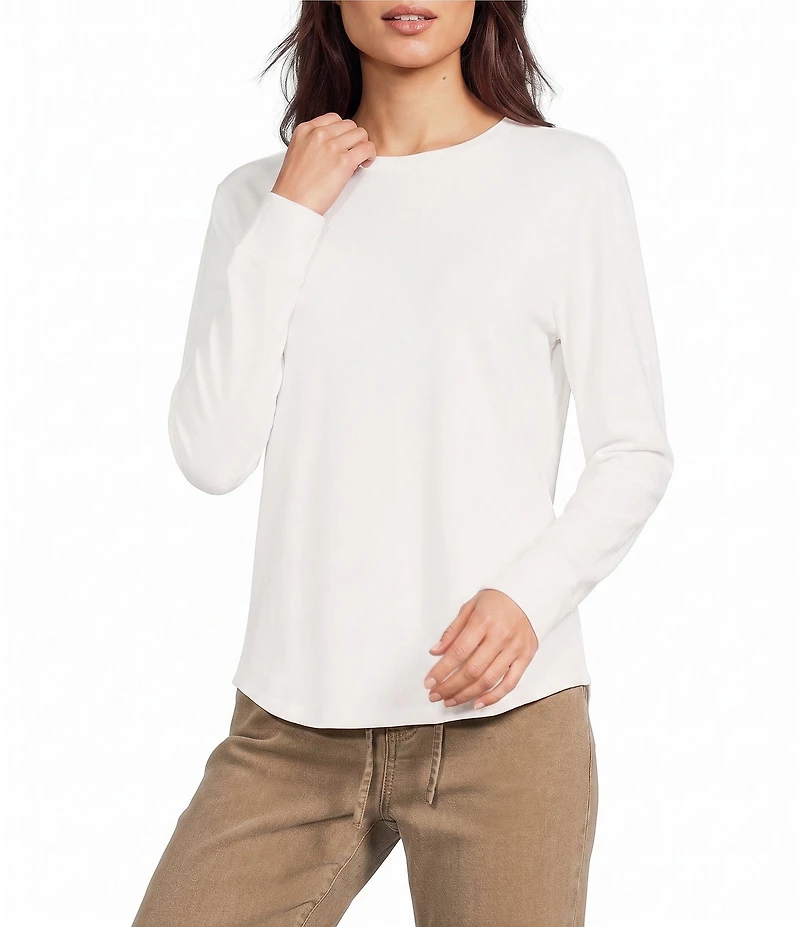 Westbound Solid Long Sleeve Crew Neck Knit Tee