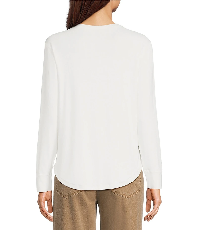 Westbound Solid Long Sleeve Crew Neck Knit Tee