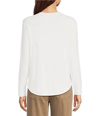 Westbound Solid Long Sleeve Crew Neck Knit Tee