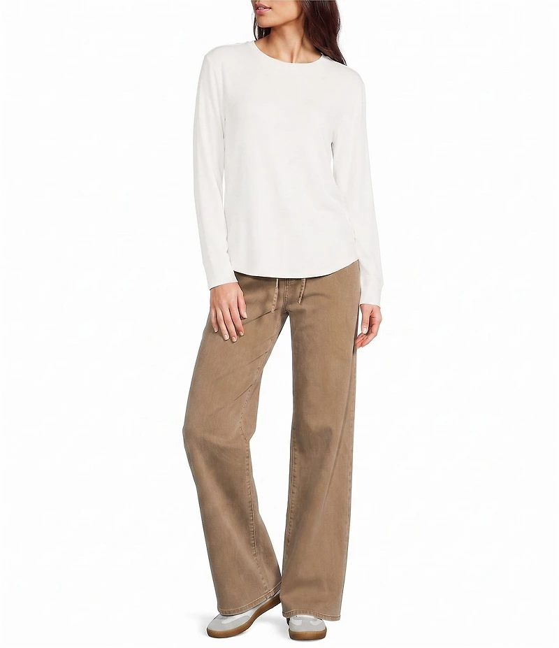 Westbound Solid Long Sleeve Crew Neck Knit Tee