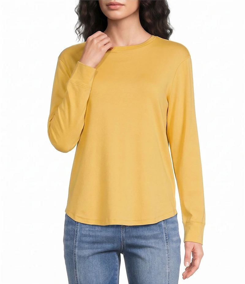 Westbound Solid Long Sleeve Crew Neck Knit Tee