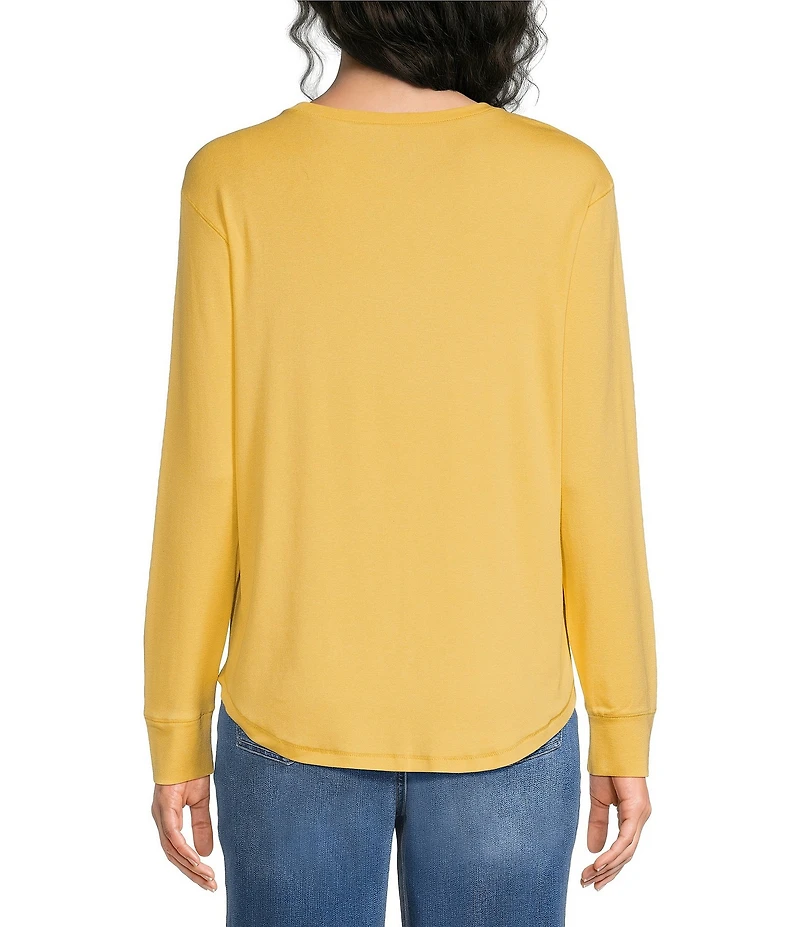 Westbound Solid Long Sleeve Crew Neck Knit Tee