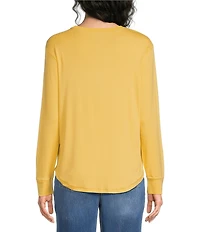 Westbound Solid Long Sleeve Crew Neck Knit Tee