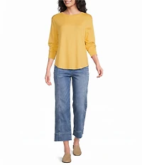 Westbound Solid Long Sleeve Crew Neck Knit Tee