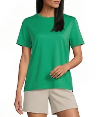 Westbound Solid Short Sleeve Crew Neck Top