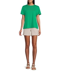 Westbound Solid Short Sleeve Crew Neck Top