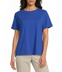 Westbound Solid Short Sleeve Crew Neck Top