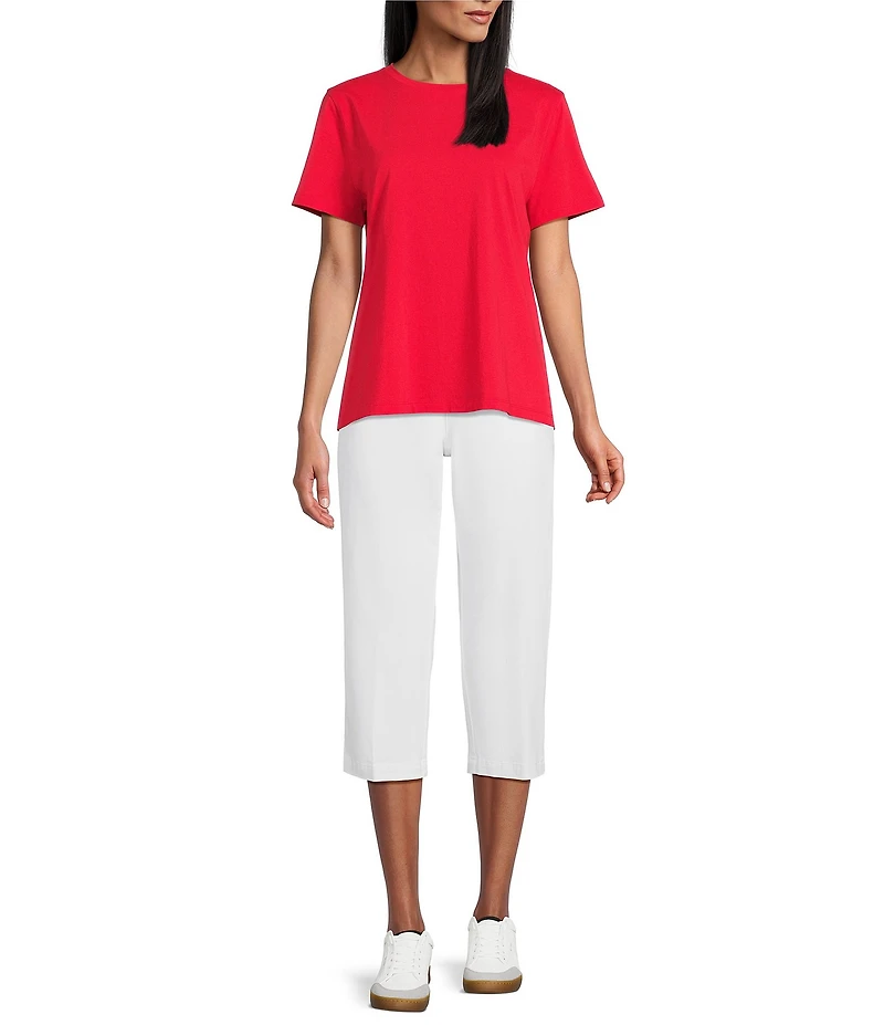 Westbound Solid Short Sleeve Crew Neck Top