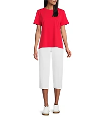 Westbound Solid Short Sleeve Crew Neck Top