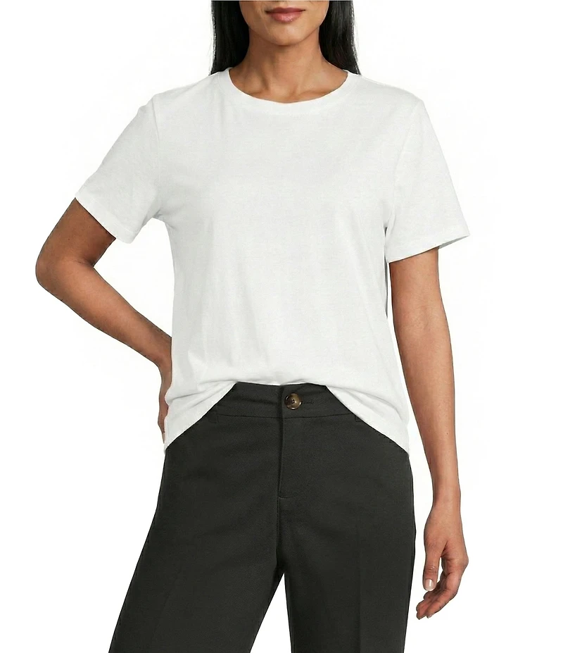 Westbound Solid Short Sleeve Crew Neck Top