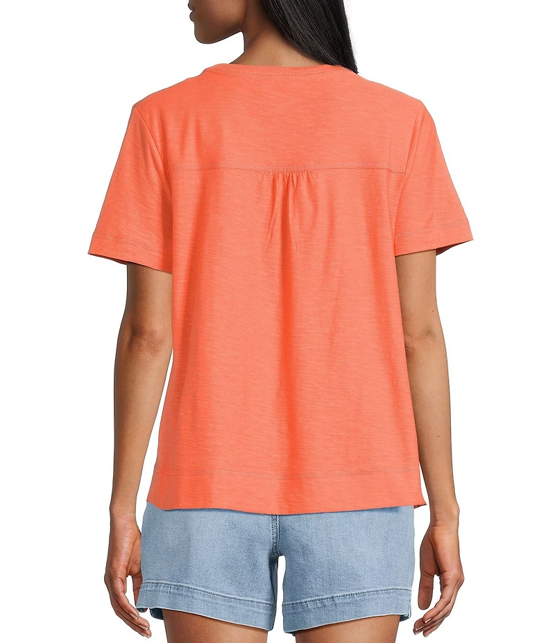 Westbound Solid Short Sleeve V-Neck Top