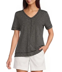 Westbound Solid Short Sleeve V-Neck Top