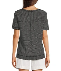 Westbound Solid Short Sleeve V-Neck Top