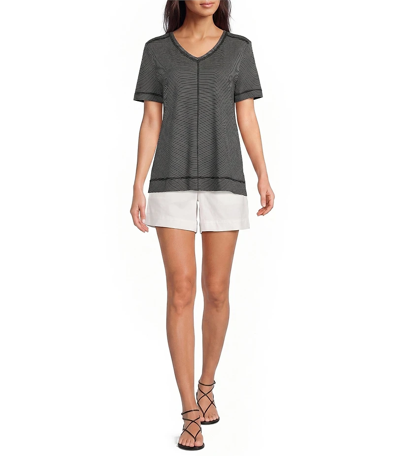 Westbound Solid Short Sleeve V-Neck Top