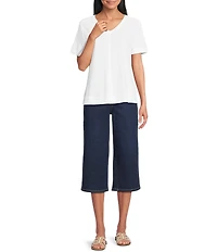 Westbound Solid Short Sleeve V-Neck Top