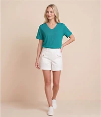 Westbound Solid Short Sleeve V-Neck Top