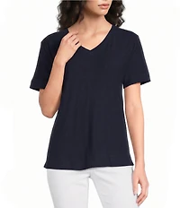 Westbound Solid Short Sleeve V-Neck Top