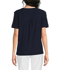 Westbound Solid Short Sleeve V-Neck Top