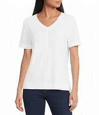 Westbound Solid Short Sleeve V-Neck Top
