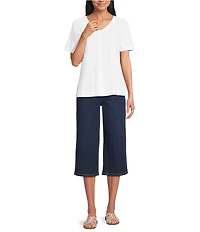 Westbound Solid Short Sleeve V-Neck Top