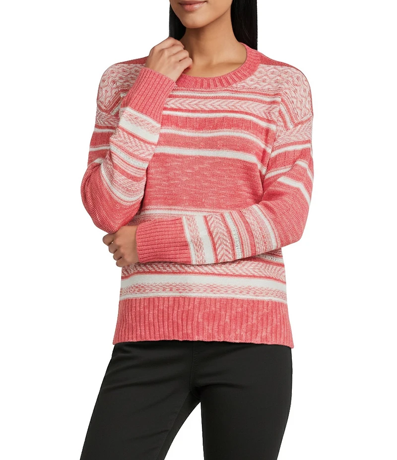 Westbound Stripe Jacquard Long Sleeve Crew Neck Sweater