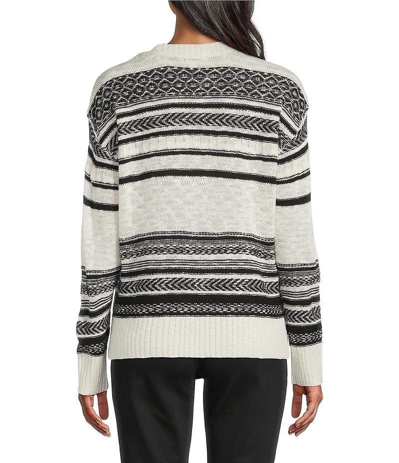 Westbound Stripe Jacquard Long Sleeve Crew Neck Sweater