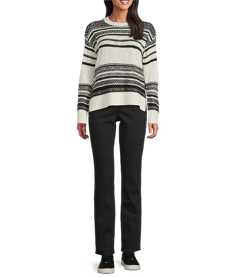 Westbound Stripe Jacquard Long Sleeve Crew Neck Sweater