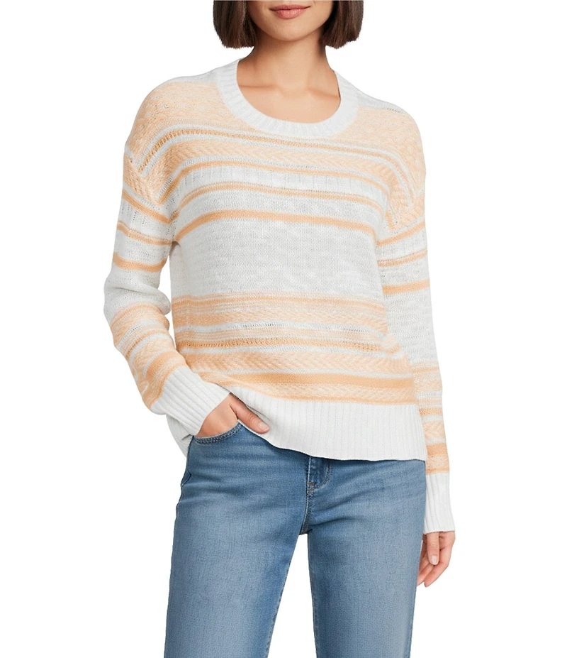 Westbound Stripe Jacquard Long Sleeve Crew Neck Sweater