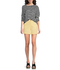 Westbound Perfect Outfit Picks Stripe Print 3/4 Sleeve Crew Neck Top