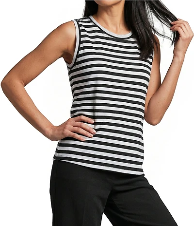 Westbound Stripe Print Crew Neck Tank