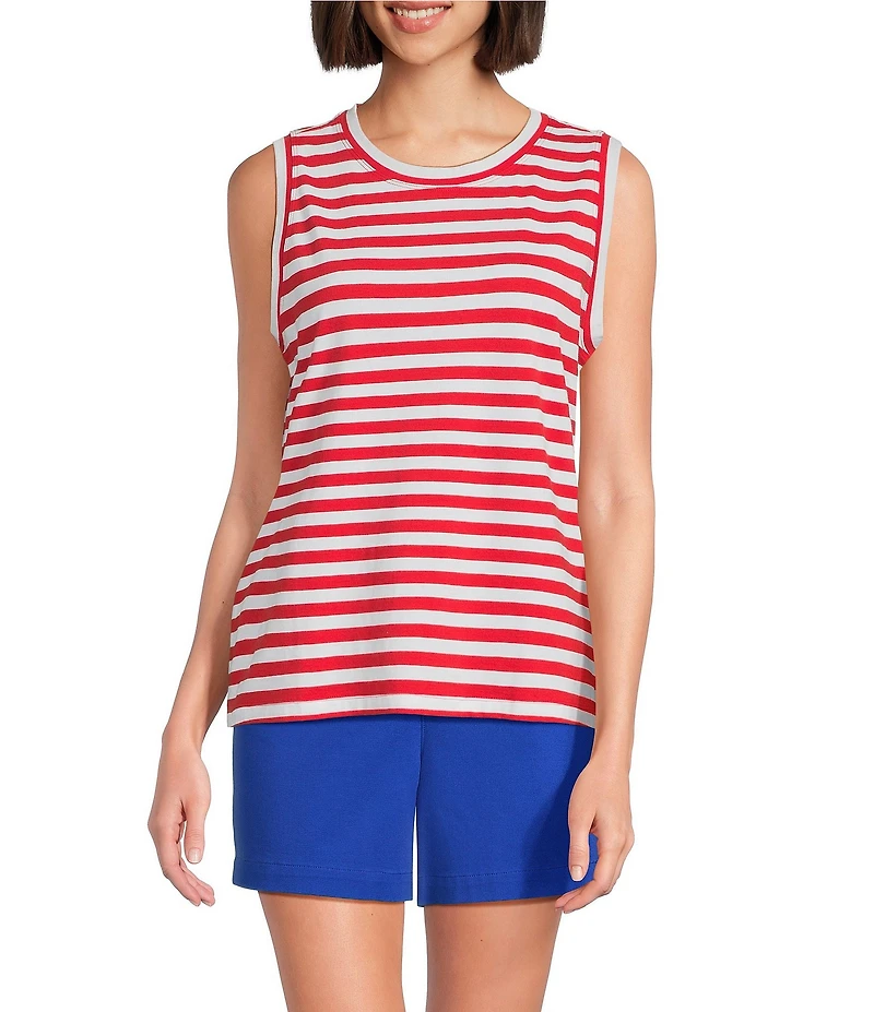 Westbound Stripe Print Crew Neck Tank