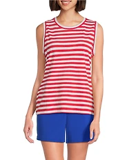 Westbound Stripe Print Crew Neck Tank