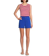 Westbound Stripe Print Crew Neck Tank