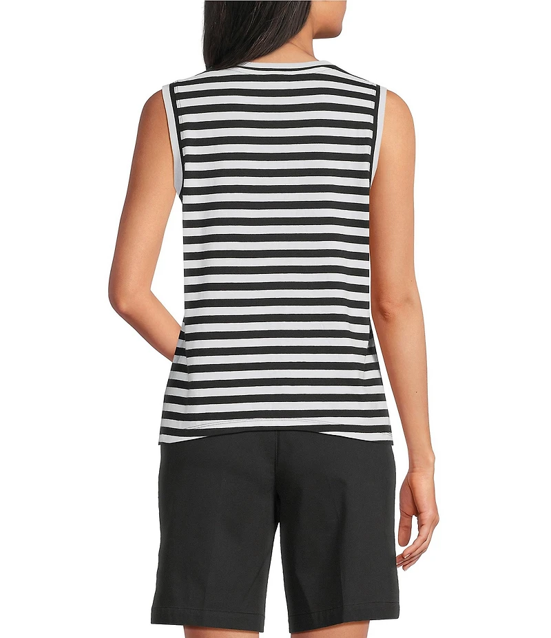 Westbound Perfect Outfit Picks Stripe Print Crew Neck Tank