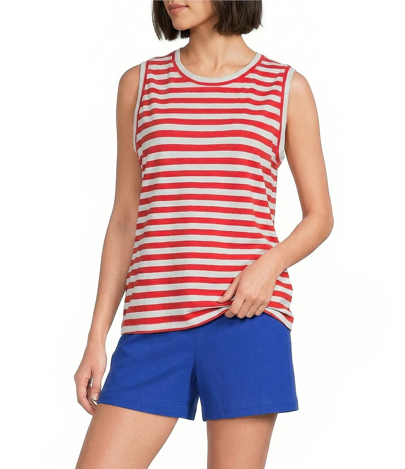 Westbound Perfect Outfit Picks Stripe Print Crew Neck Tank