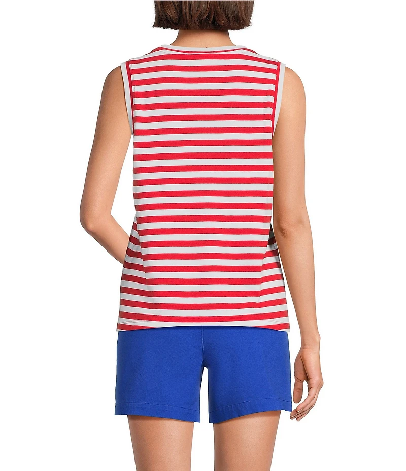 Westbound Perfect Outfit Picks Stripe Print Crew Neck Tank
