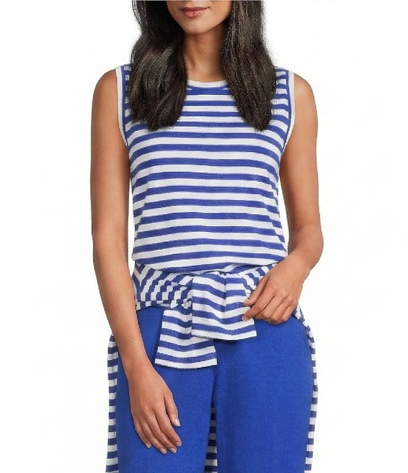 Westbound Perfect Outfit Picks Stripe Print Crew Neck Tank