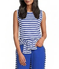 Westbound Perfect Outfit Picks Stripe Print Crew Neck Tank