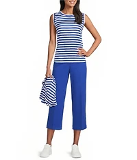 Westbound Perfect Outfit Picks Stripe Print Crew Neck Tank
