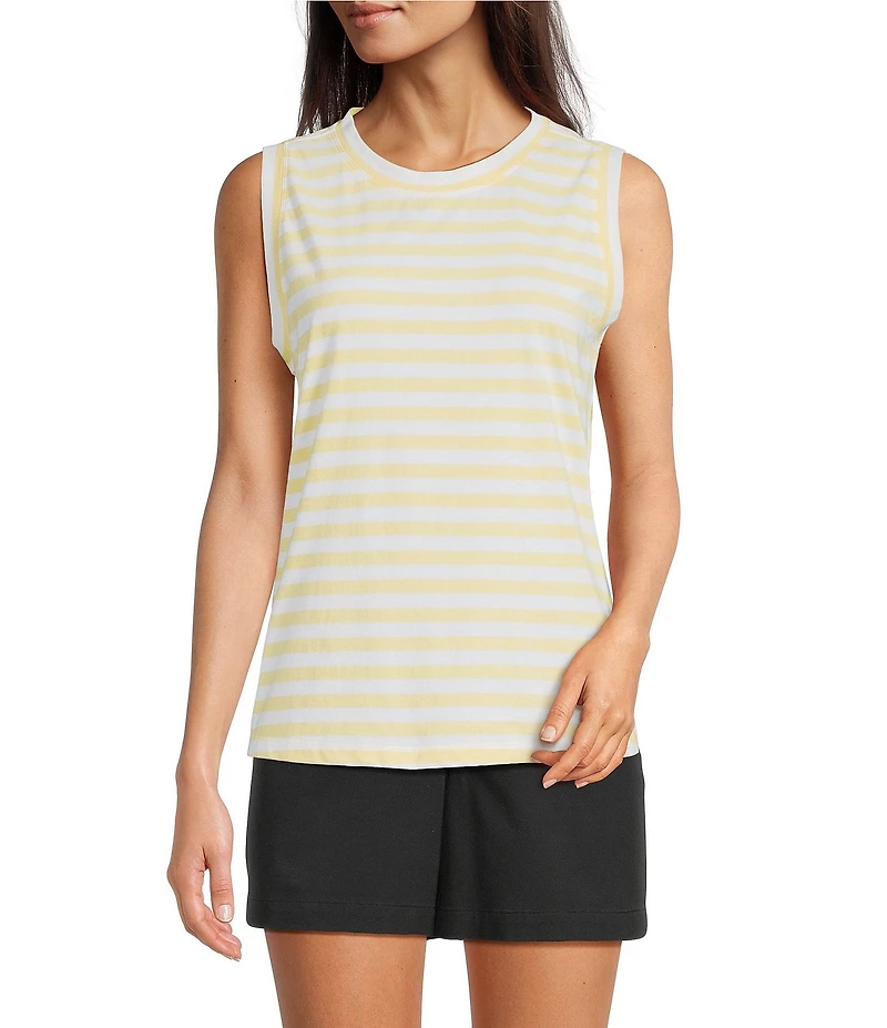 Westbound Perfect Outfit Picks Stripe Print Crew Neck Tank