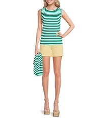 Westbound Perfect Outfit Picks Stripe Print Crew Neck Tank