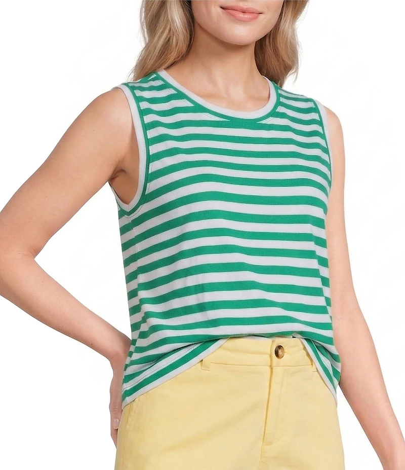 Westbound Perfect Outfit Picks Stripe Print Crew Neck Tank