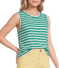 Westbound Perfect Outfit Picks Stripe Print Crew Neck Tank
